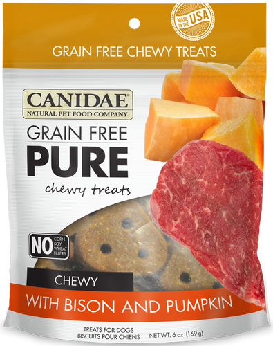 Canidae Grain Free PURE Chewy Treats with Bison and Pumpkin Dog Treats