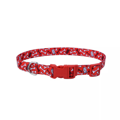 Coastal Pet Products Styles Adjustable Dog Collar (3/4 x 14-20, Red Bones)