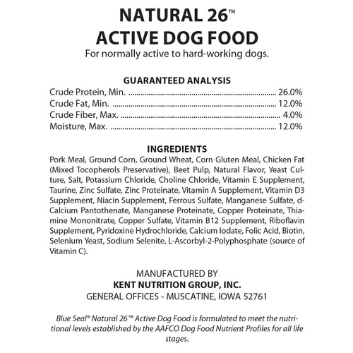 Blue Seal Natural 26 Dog Food